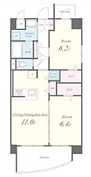 京急本線 梅屋敷駅 徒歩9分の賃貸マンション 8階2LDKの間取り
