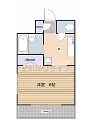 東急多摩川線 矢口渡駅 徒歩6分の賃貸マンション 1階1Kの間取り