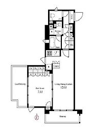 東急池上線 蓮沼駅 徒歩5分の賃貸マンション 8階1LDKの間取り