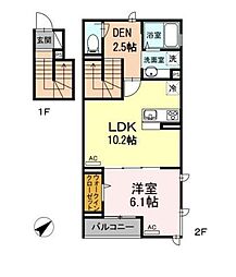 京王線 笹塚駅 徒歩7分の賃貸アパート 2階1LDKの間取り