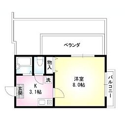 小田急小田原線 千歳船橋駅 徒歩4分の賃貸アパート 3階1Kの間取り