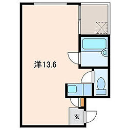 小田急小田原線 千歳船橋駅 徒歩7分の賃貸マンション 2階ワンルームの間取り