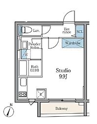 東急田園都市線 駒沢大学駅 徒歩7分の賃貸マンション 4階ワンルームの間取り