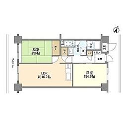 東急池上線 久が原駅 徒歩15分の賃貸マンション 2階2LDKの間取り