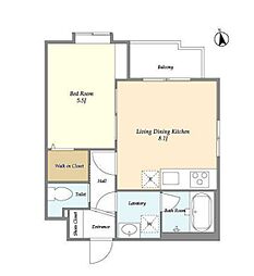 JR京浜東北・根岸線 蒲田駅 徒歩20分の賃貸マンション 4階1LDKの間取り