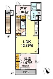 アンジュール代田 2LDKの間取図画像