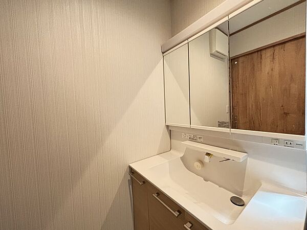 洗面台は横に広く鏡が大きいので、朝の慌しい時間もご家族並んで身支度できますね♪