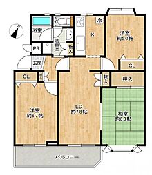 新検見川ビレジ8号棟 3LDKの間取図画像