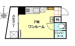 桑山ビル 4階ワンルームの間取り