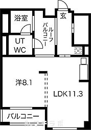 白川公園パークマンション 12階1LDKの間取り