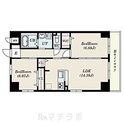 GRANDUKE高辻 2階2LDKの間取り