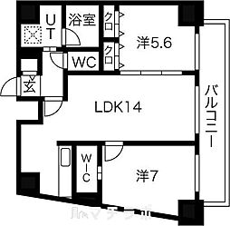 ポルタニグライースト 2階2LDKの間取り
