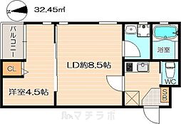 プリミエール上飯田南町 3階1LDKの間取り