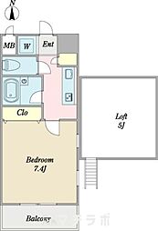 プロシード太閤通 7階1Kの間取り