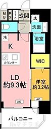 プレサンスNAGOYA覚王山 15階1LDKの間取り