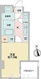 リエス鶴舞EAST　TOWER 8階1Kの間取り