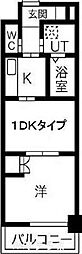 コアレジデンス 8階1DKの間取り