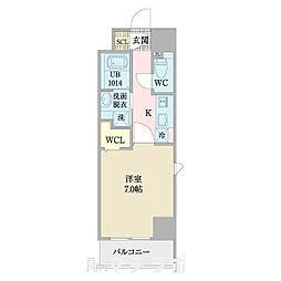 プレイズシード浅間町 6階1Kの間取り