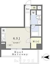 ＣＯＺＹ阿由知通 7階ワンルームの間取り