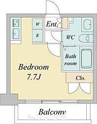 ライブコート丸の内 8階ワンルームの間取り