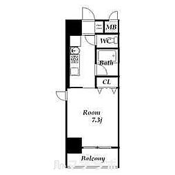 リヴェール白壁 5階1Kの間取り