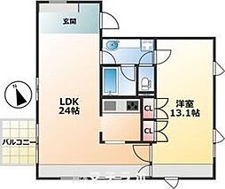 TASHIRO71 9階1LDKの間取り