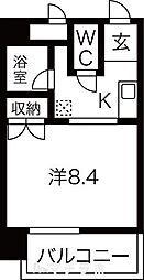 グランルミエール 8階1Kの間取り