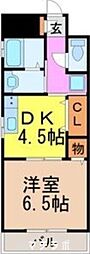 プレザント吹上 2階1DKの間取り