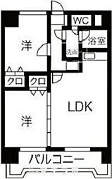 シャトーMURASEV 9階2LDKの間取り