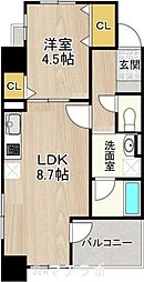 CITY SPIRE 名古屋大須 9階1LDKの間取り