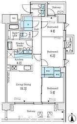 ベルヴュコート名古屋則武 7階3LDKの間取り