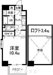 クピットガーデン千代田 10階1Kの間取り