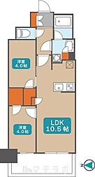 プレサンス名駅南ブリエ 11階2LDKの間取り