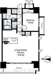 プレサンスロジェ泉 3階1LDKの間取り