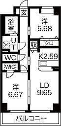 S-FORT鶴舞reale 2LDKの間取図画像