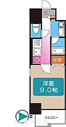 トレヴィ高岳 1Kの間取図画像