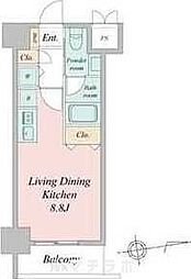 glanz ワンルームの間取図画像