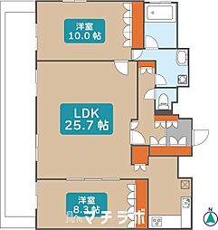グラン・アベニュー名駅 2LDKの間取図画像