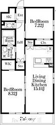 名古屋市千種区千種2丁目マンション 2LDKの間取図画像
