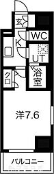 エスリード栄ラ・ヴィ 1Kの間取図画像