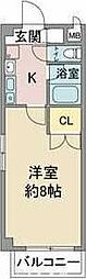 レージュ松原 1Kの間取図画像