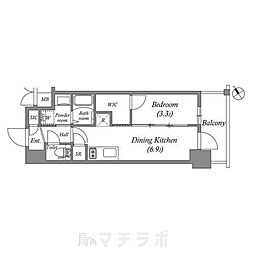 エステムコート名古屋新栄5ラポール 1DKの間取図画像