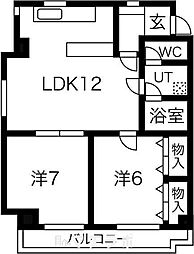ガーデンコート新栄 2LDKの間取図画像