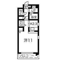 ウッドヒルズ 1Kの間取図画像