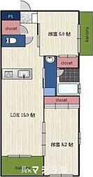 VANCOUVER1108覚王山 2LDKの間取図画像