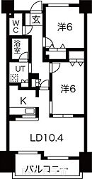 ヴィラエーデル大須 2LDKの間取図画像