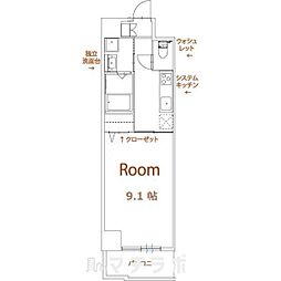パラシオン車道西館 1Kの間取図画像