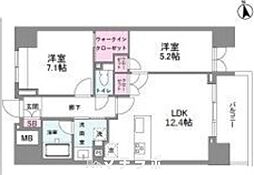 シーズンフラッツ今池NORTH 2LDKの間取図画像