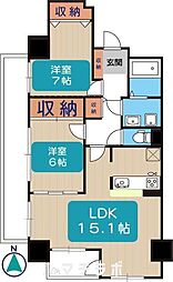サムティイースト白壁 2LDKの間取図画像