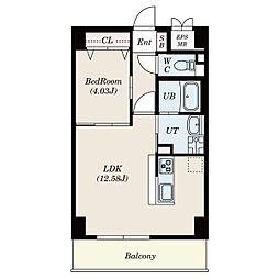 GRANDUKE代官町reverso 1LDKの間取図画像